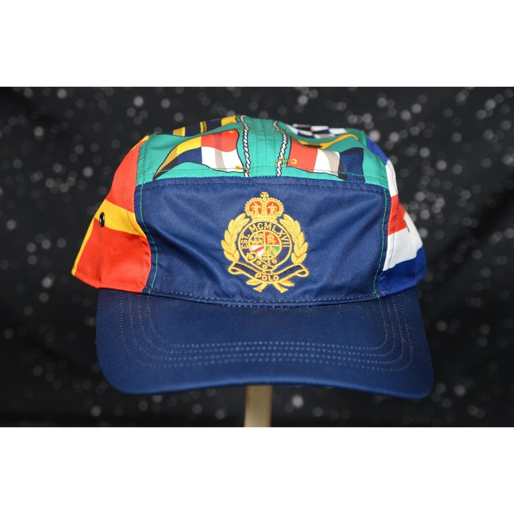 Polo Ralph Lauren 5 Panel Hat CP93 Mens One Size Multicolor Nautical Flags Crest